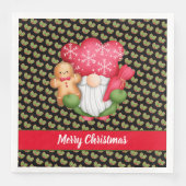 Mistletoe Gnome passen Farbe und Text an Serviette (Vorderseite)