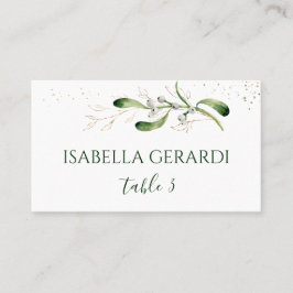 Mistletoe Gold Foliage Confetti Wedding Platzkarte
