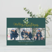 Mistletoe Gold Script Foto Collage Weihnachten (Stehend Vorderseite)