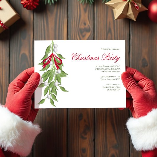 Mistletoe Greenery Christmas Party Custom  Einladung