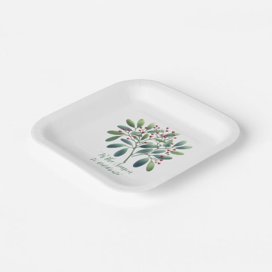 Mistletoe Greenery Simplistic Decor Pappteller (Gewinkelt)