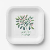 Mistletoe Greenery Simplistic Decor Pappteller (Vorderseite)
