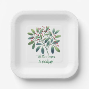 Mistletoe Greenery Simplistic Decor Pappteller
