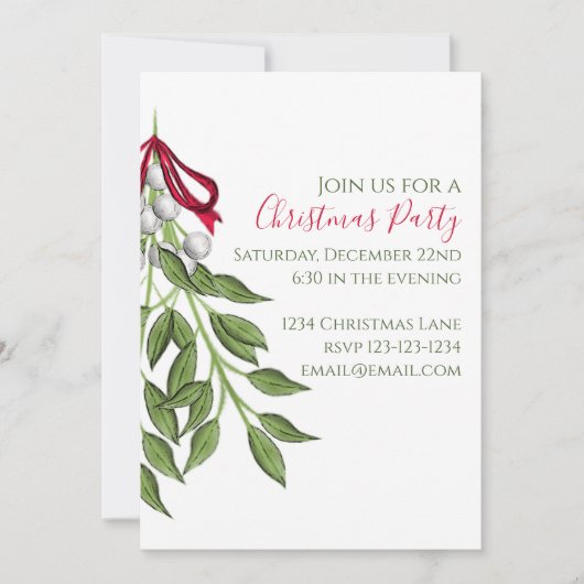 Mistletoe Greenery Whimsical Trendy Holiday Party Einladung (Vorderseite)