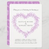 Mistletoe heart line Art Hochzeit lila Einladung (Vorne/Hinten)