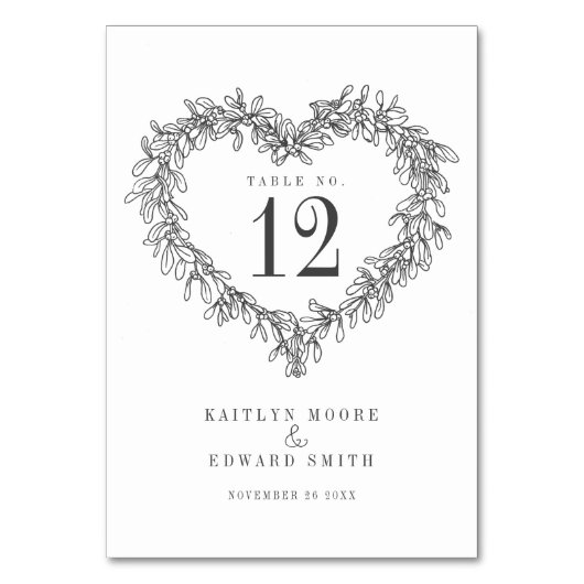Mistletoe Herzklopfen Tischnummer (Vorderseite)