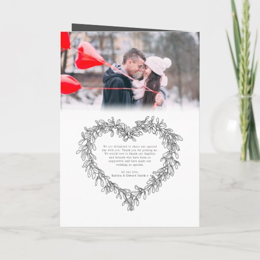 Mistletoe Herzkranz, weiß, dunkelgrau Hochzeit Programm (Rückseite)