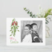 Mistletoe Holiday Foto Card Einladung (Stehend Vorderseite)