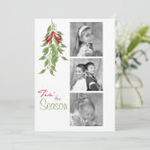 Mistletoe Holiday Foto Card Einladung (Stehend Vorderseite)