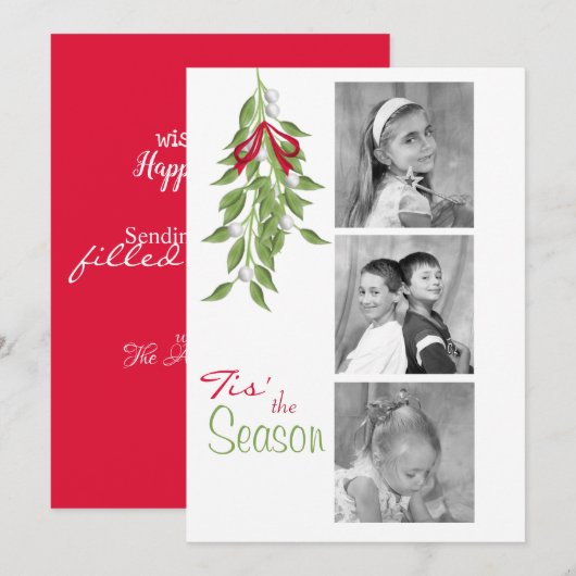 Mistletoe Holiday Foto Card Einladung (Vorne/Hinten)