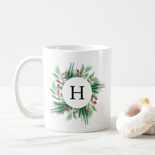 Mistletoe Holiday Monogram Kaffeetasse