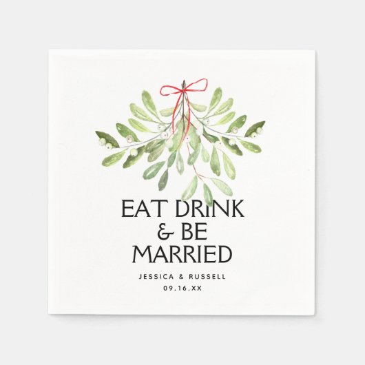 Mistletoe Holiday Wedding Paper Serviette (Vorderseite)