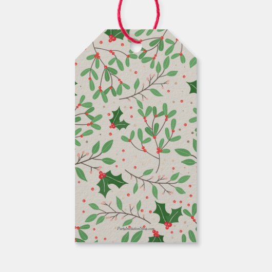 Mistletoe Holly Berries Frohe Weihnachtsgeschenk-T Geschenkanhänger (Rückseite)