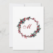 Mistletoe Holly Berry Wreath Luncheon Einladung (Rückseite)