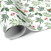 Mistletoe Holly Christmas Pattern Geschenkpapier (Rolleneckpunkt)