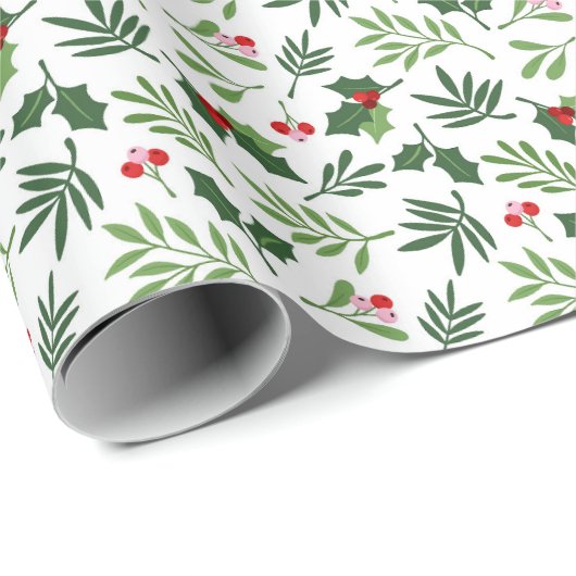 Mistletoe Holly Christmas Pattern Geschenkpapier (Rolleneckpunkt)