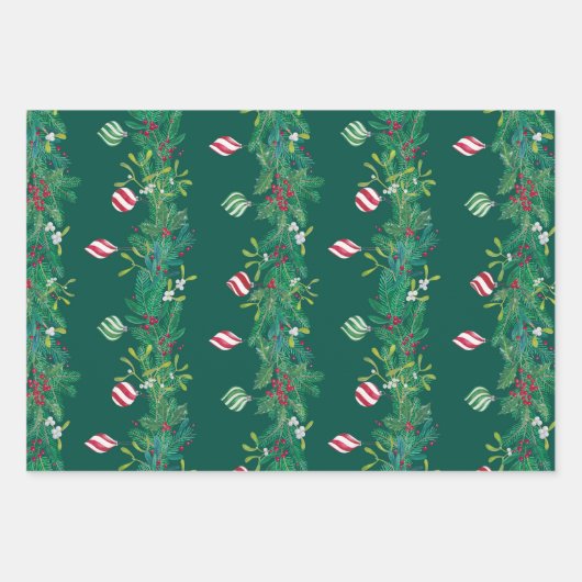 Mistletoe Holly Geschenkpapier Set (Vorderseite 3)