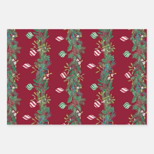 Mistletoe Holly Geschenkpapier Set (Vorderseite)