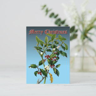 Mistletoe & Holly Greenery Botanische Kunst, Dicht Feiertagspostkarte