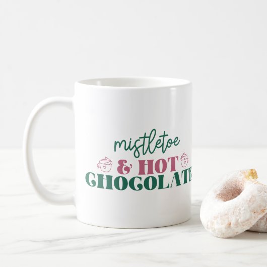 Mistletoe & Hot Chocolate - Weihnachten Kaffeetasse (Mit Donut)