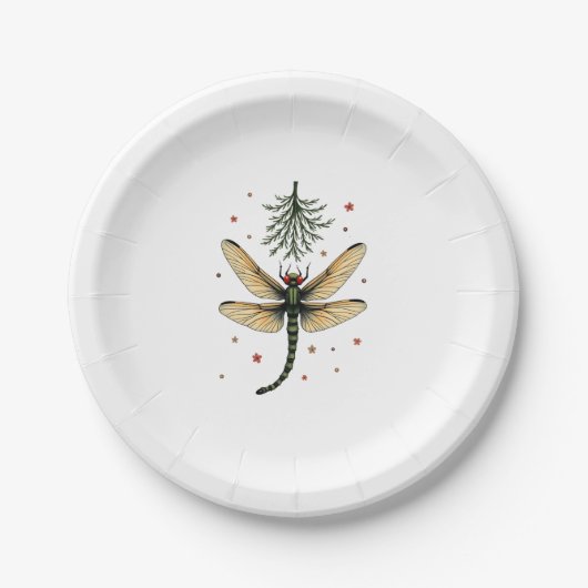 Mistletoe Kiss Dragonfly Pappteller (Vorderseite)