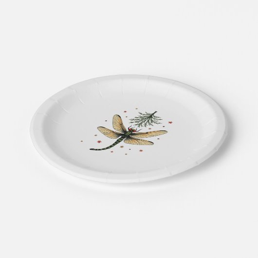 Mistletoe Kiss Dragonfly Pappteller (Schrägansicht)