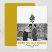 MISTLETOE KISS Flat Holiday Fotokarte Einladung (Vorne/Hinten)