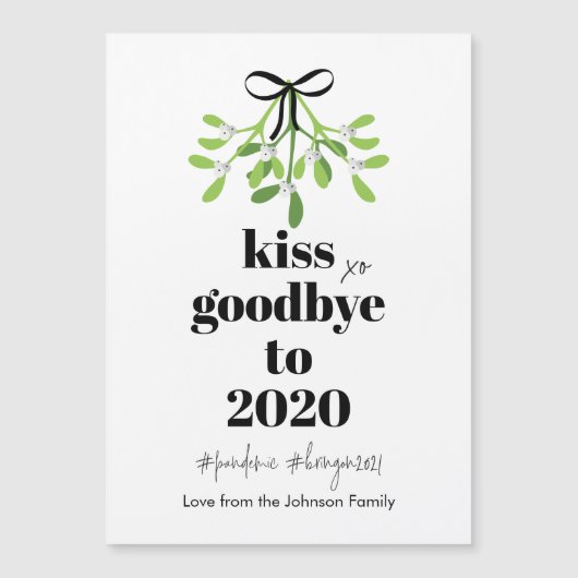 Mistletoe Kiss Goodbye to 2020 Do-Over Holiday Magnetkarte (Vorderseite)
