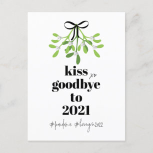 Mistletoe Kiss Goodbye to 2021 Do-Over Funny Spaß Feiertagspostkarte