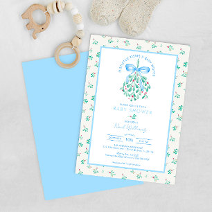 Mistletoe Kisses Blue Baby Shower for Boy Einladung