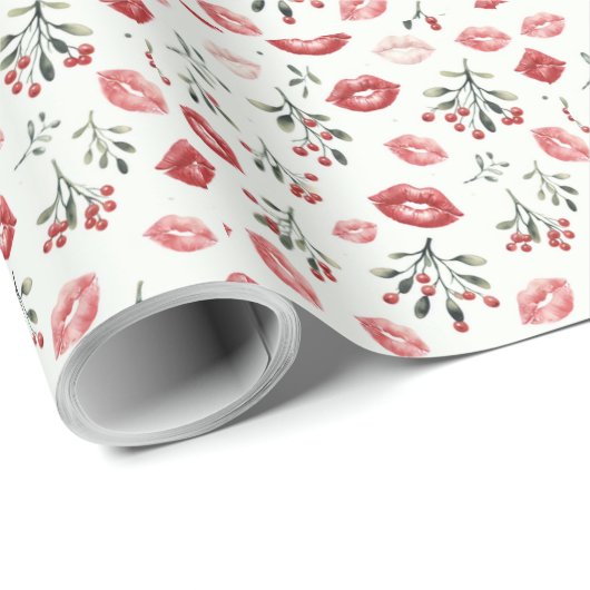 Mistletoe Kisses Geschenkpapier (Rolleneckpunkt)
