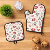 Mistletoe Kisses Ofenhandschuh & Topflappen-Set (Oben Unten)