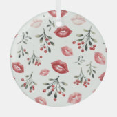 Mistletoe Kisses Ornament Aus Glas (Vorderseite)