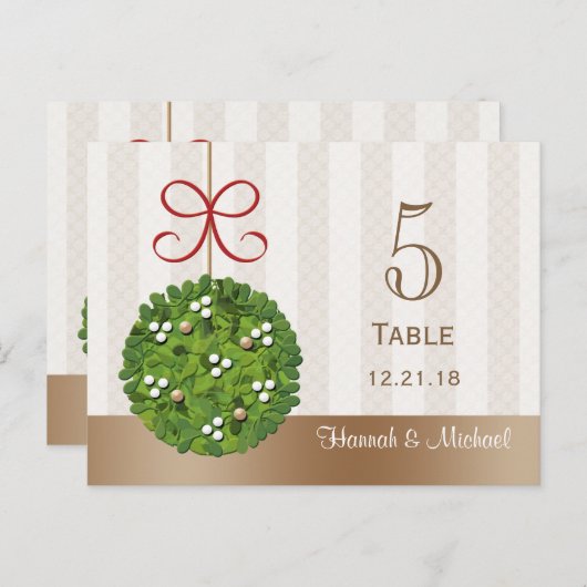 MISTLETOE KISSING BALL WEDING TISCHNUMMER CARD (Vorne/Hinten)