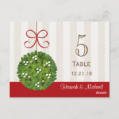 MISTLETOE KISSING BALL WEDING TISCHNUMMER CARD (Rückseite)