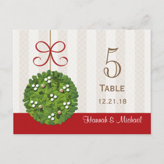 MISTLETOE KISSING BALL WEDING TISCHNUMMER CARD
