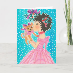 Mistletoe Liebe Dog Feiertagskarte