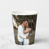 Mistletoe line Art Blue Hochzeit Custom Foto Pappbecher (Rückseite)