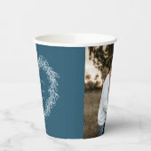 Mistletoe line Art Blue Hochzeit Custom Foto Pappbecher (Links)