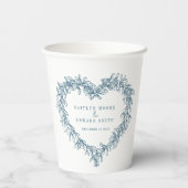 Mistletoe line Art Blue Winter Hochzeit Brauch Pappbecher (Rückseite)