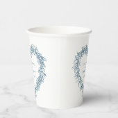 Mistletoe line Art Blue Winter Hochzeit Brauch Pappbecher (Rechts)