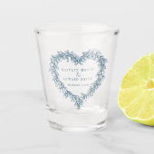 Mistletoe line Art Blue Winter Hochzeit Brauch Schnapsglas (Vorderseite)