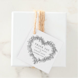 Mistletoe line Art dunkelgraue Hochzeit danke Geschenkanhänger