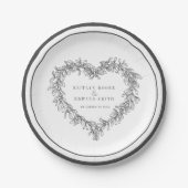 Mistletoe line Art Graue weiße Winterhochzeit Pappteller (Vorderseite)