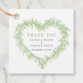 Mistletoe line art green gray Hochzeit danke Geschenkanhänger