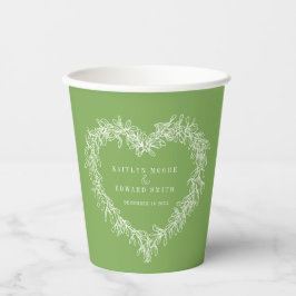 Mistletoe line art green wedding custom Foto Pappbecher