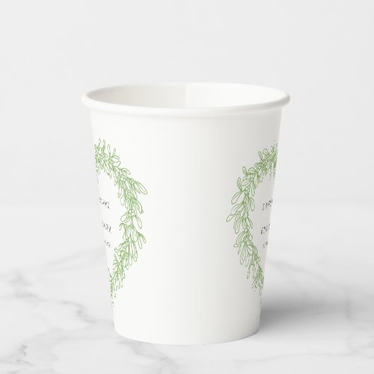 Mistletoe line Art Green Winter Hochzeit Brauch Pappbecher (Links)