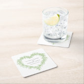 Mistletoe line Art Green Winter Hochzeit Brauch Rechteckiger Pappuntersetzer (Vor Ort)