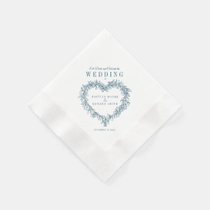 Mistletoe line Art Hochzeit blau weiß Brauch Serviette
