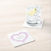 Mistletoe line Art lila Winterhochzeit Rechteckiger Pappuntersetzer (Vor Ort)